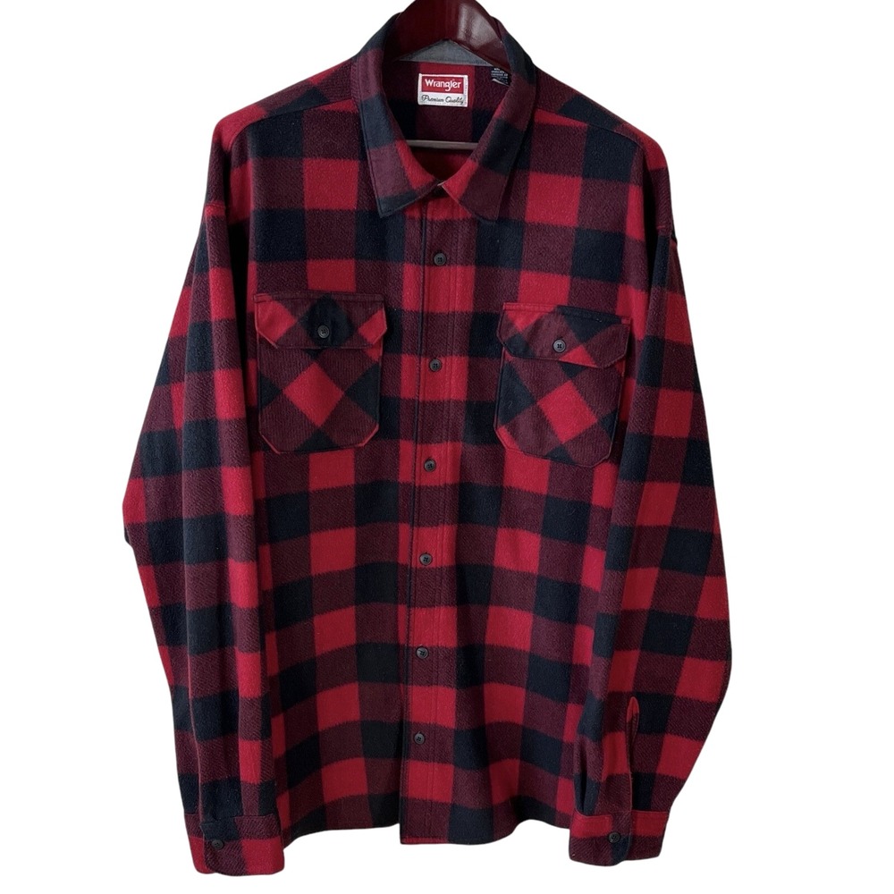 Wrangler Buffalo Check Fleece Shirt Mens 3XLโ Long Sleeve Button Up Lumberjack
